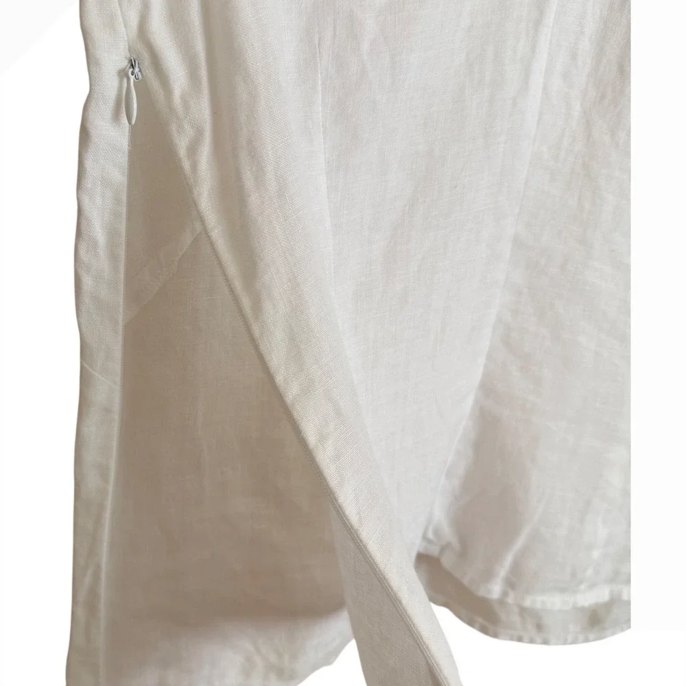 Vintage Talbots size 2 White 100% Irish Linen V-Neck Pintuck Sleeveless Tank Top - Picture 3 of 6